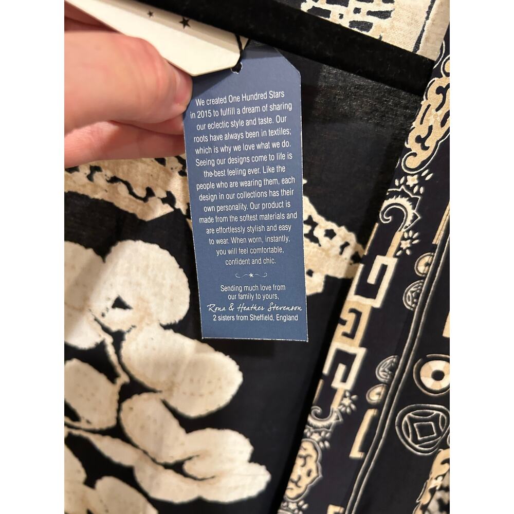 One Hundred Stars Print Cardigan Kimono, Giant Willow Black, One Size, NWT - Picture 6 of 8